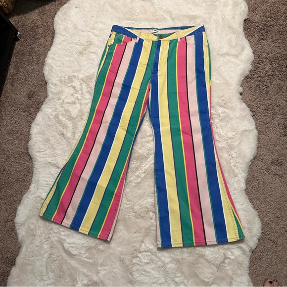 Wrangler Jeans Women 33 (33x30) Multicolor Striped Wanderer 622 High Rise Flare - Picture 4 of 8